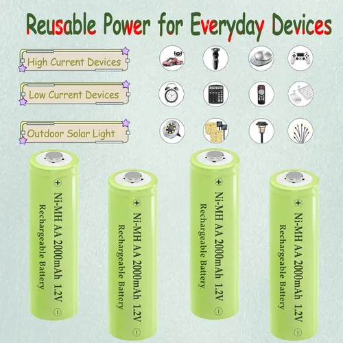 Vista 3 de AA 2000mAh 1.2V NI-MH batería recargable para dispositivos domésticos 6 PC