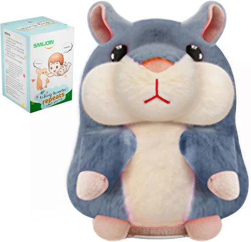 Vista 8 de SANJOIN Juguetes para niños pequeños, hámster parlante repite lo que dices para niños y niñas, animales de peluche, juguete sensorial interactivo