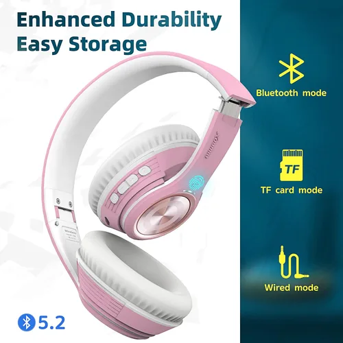 Vista 5 de Riwbox TX8 - Auriculares Bluetooth para colocar sobre la oreja, estéreo de alta fidelidad, con control táctil y micrófono, orejeras suaves