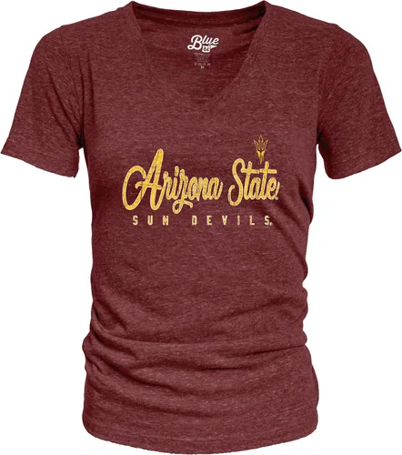 Vista 3 de Blue 84 NCAA - Camiseta de triple mezcla con cuello en V para mujer