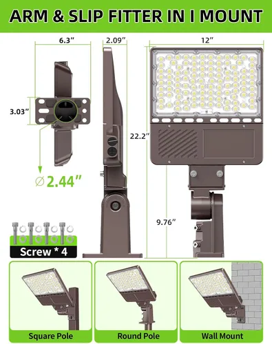 Vista 5 de Luz LED de estacionamiento de 150 W, 120 W, 90 W, ajustable, 4500 K, 5000 K, 5700 K, sintonizable hasta 22500 lm, fotocélula LED, caja de zapatos