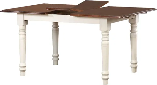 Vista 4 de Sunset Trading Andrews - Mesa de comedor rectangular extensible con hojas de mariposa de 60 pulgadas Madera blanca antigua/marrón castaño