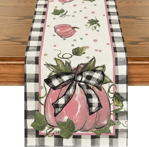 Vista 8 de Artoid Mode Camino de mesa de otoño con lazo de calabaza, decoración de mesa de comedor de cocina de otoño para decoración de fiesta del hogar, 13 x