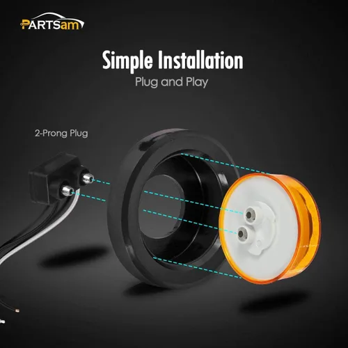 Vista 6 de Partsam Juego de 10 luces LED redondas ámbar de 2.5 pulgadas, 13 diodos con ojal de luz y alambre para remolque, remolque, remolque, rv, resistente