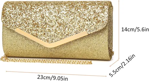 Vista 4 de Bolso de mano brillante para mujer, bolso de noche con cristales de estrás, bolso de noche con purpurina brillante para mujer, boda, fiesta, baile