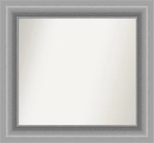 Vista 182 de Amanti Art Espejo de baño plateado para sobre fregadero, 26 x 26 pulgadas, espejo cuadrado de níquel pulido, marco de madera tradicional mediano, se