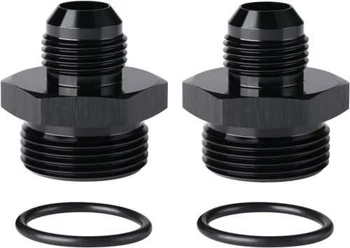 Vista 36 de 4AN macho a 4AN ORB con junta tórica Boss adaptador de riel de bomba de combustible de aluminio negro