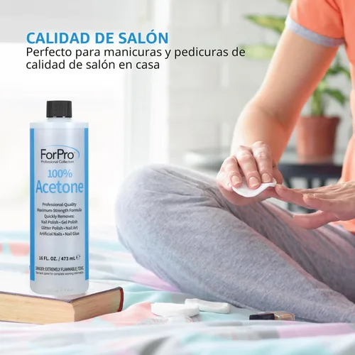 Vista 6 de ForPro Professional Collection - Acetona 100% pura, 16 onzas líquidas, removedor de esmalte de uñas profesional para uñas naturales, artificiales