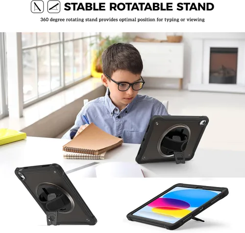 Vista 5 de ProCase Funda para iPad de 11ª generación A16 2025/iPad de 10.9 pulgadas 2022, resistente a prueba de golpes con correa de mano, protección