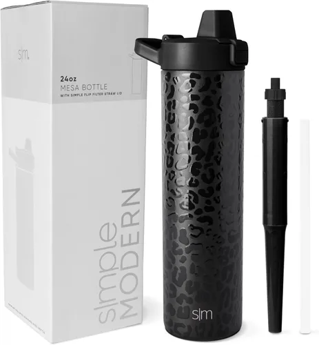 Vista 27 de Botella de agua filtrada Simple Modern Botellas de agua de viaje con filtro de carbono de acero inoxidable aislada Reutilizable para agua