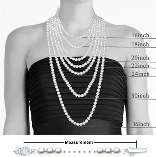 Vista 5 de Collares de perlas cultivadas de agua dulce de color blanco para mujer, cadena de 16 a 48 pulgadas, calidad AA, cierre de plata esterlina chapada