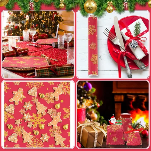 Vista 3 de Yahenda 150 piezas de papel de cera de Navidad, copos de nieve, otoño, Acción de Gracias, decorativo, impermeable, para panadería, resistente a
