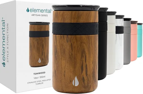 Vista 27 de Elemental Artisan Vaso Térmico Aislado, Taza de Viaje para Café de Triple Pared, Vaso Térmico de Café Reutilizable de Acero Inoxidable con Tapa