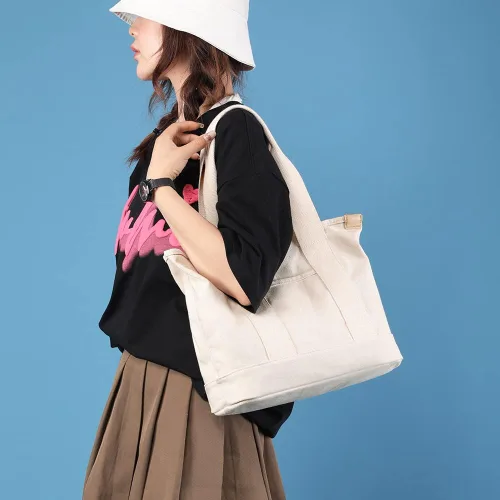 Vista 6 de zhongningyifeng Bolso de lona para mujer, bolso de mano informal con asa superior, bolso de gran capacidad, bolsa de compras para viajes de trabajo