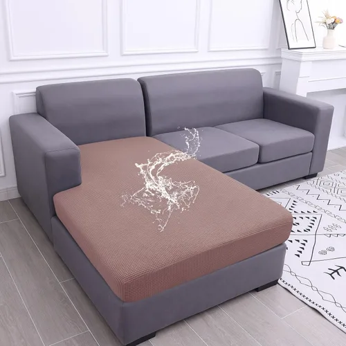 Vista 23 de Fundas impermeables para sofá seccional, fundas de cojín antideslizantes para sofá Ajuste seccional en forma de L, tela jacquard elástica, parte