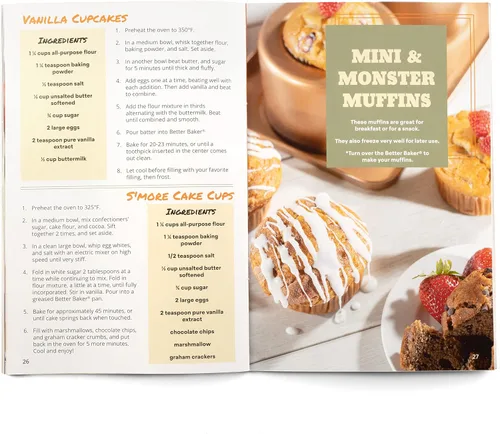 Vista 7 de SCS Direct Cook's Choice Better Baker - Tazón de postre comestible 2 en 1 y mini panificadora con libro de recetas de recetas - Molde para hornear