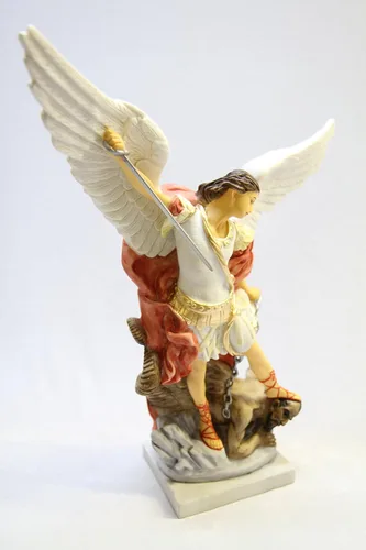 Vista 2 de Colección Vittoria de 16 pulgadas, estatua católica italiana de San Miguel Arcángel, figura de protección religiosa, hecha en Italia, pintada a mano