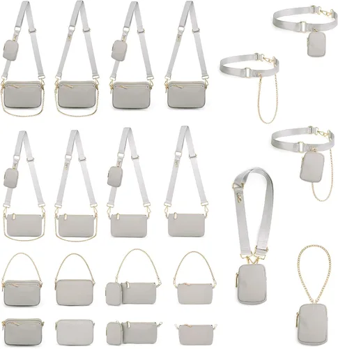Vista 7 de UTO Pequeñas bolsas cruzadas para mujer, 3 en 1, diseño de moda, mini cangurera con correa