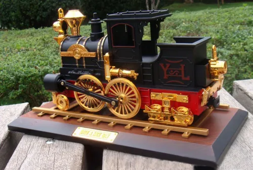 Vista 2 de Clásico Vintage Retro Clockwork ferroviario tren caja de música - negro/café (negro)