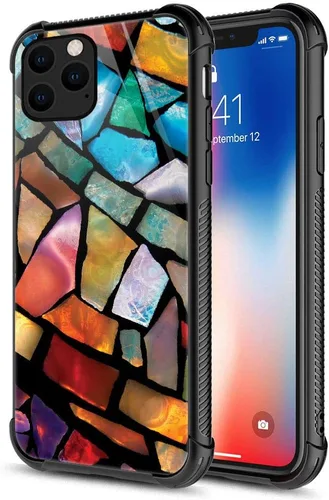 Vista 11 de ZHEGAILIAN Funda compatible con iPhone 12 Mini, fundas de cristal de color caballo de baile, parte trasera de vidrio templado+funda protectora