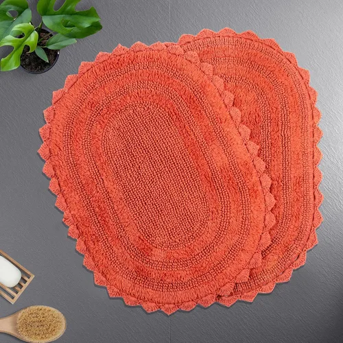 Vista 22 de TreeWool - Alfombras de baño con borde de ganchillo reversible en algodón de felpa (paquete de 2)