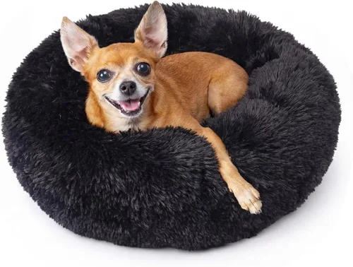 Vista 30 de Cama para perros pequeños, cama calmante para perros pequeños, antiansiedad, cama para cachorros, lavable a máquina, esponjosa, de lujo Verde militar