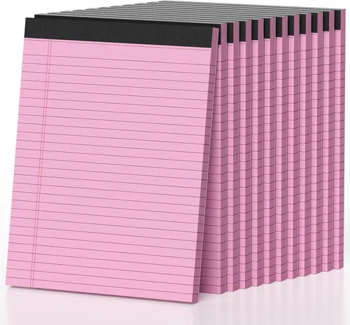 Vista 12 de Blocs de Notas Legales de 8.5 x 11 pulgadas, Blocs de Notas Legales de Colores, Rayado Ancho, Paquete de 10 Blocs de Notas de 8.5 x 11, Blocs