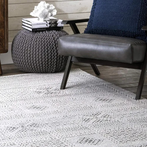 Vista 4 de nuLOOM Blake - Alfombra texturizada de retazos, 4 x 6 pies, gris
