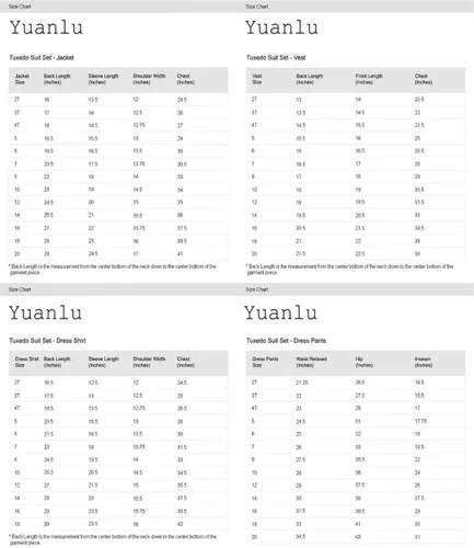Vista 3 de YuanLu Trajes formales coloridos de 5 piezas para niños, conjunto de traje de vestir ajustado