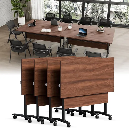 Vista 44 de Folding Conference Table with Wheels, Modular Foldable Conference Room Training Tables for Training Rooms, Flip Top Mobile Rolling Meeting Seminar