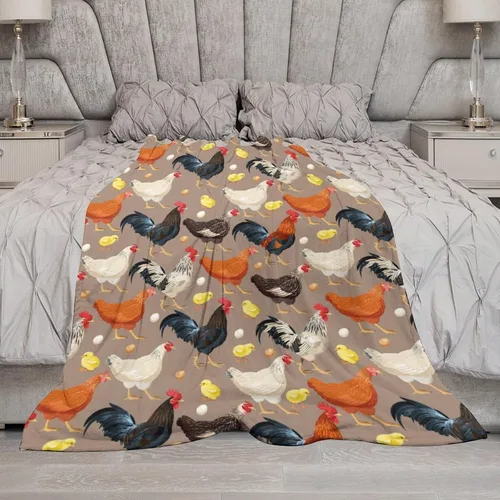 Vista 5 de Manta de pollo para adolescentes, cálida, ligera y acogedora para sofá y cama, de 60 x 50 pulgadas Blanco