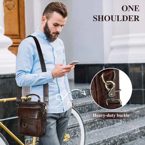 Vista 6 de BAIGIO Men's Genuine Leather Shoulder Bag Messenger Briefcase CrossBody Handbag Satchel Travel bag