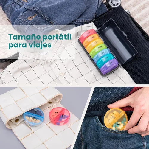 Vista 7 de Sukuos - Organizador semanal de pastillas grande, dos veces al día; pastillero diario de 7 días fácil de abrir con doble protección, estuche