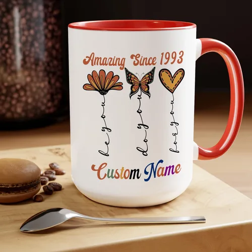 Vista 6 de Regalo personalizado de 30 cumpleaños para ella, mujeres, mamá, hermana, mejor amiga, abuela, taza de mariposa con nombre personalizado, taza