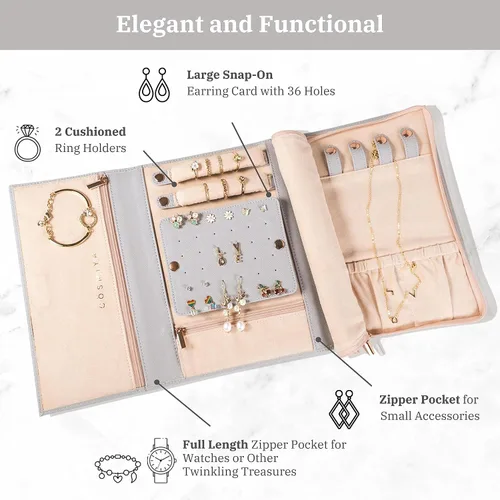 Vista 3 de Joyero de viaje personalizado con inicial, regalos personalizados con monograma para mujeres, regalos de propuesta de dama de honor, organizador