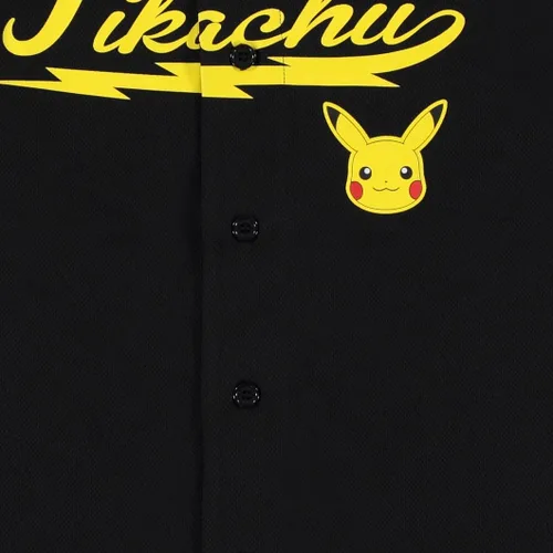 Vista 5 de Pokemon Camiseta de béisbol Pikachu para hombre, Pikachu Charizard Pokeball de malla con botones