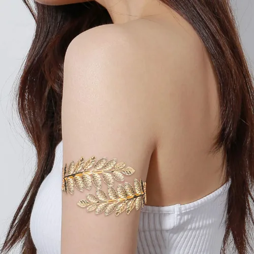 Vista 4 de Finrezio - Juego de 6 pulseras para brazaletes de mujer con hojas abiertas