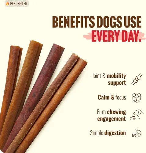Vista 7 de Natural Farm Palitos de colágeno masticables para perros de 6 pulgadas, sin olor, 95% colágeno natural que apoya articulaciones saludables, piel