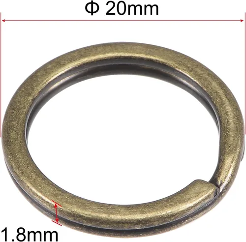 Vista 3 de uxcell Llaveros divididos de 0.787 in, conector de salto plano abierto para bolso de mano con cremallera, hierro galvanizado, paquete de 20
