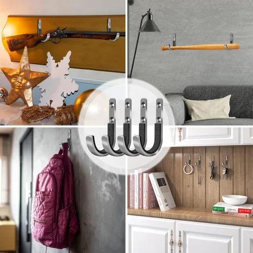 Vista 3 de Ganchos seguros para pistola para pared, estante de acero resistente para rifle y escopeta con acolchado suave para un almacenamiento y exhibición