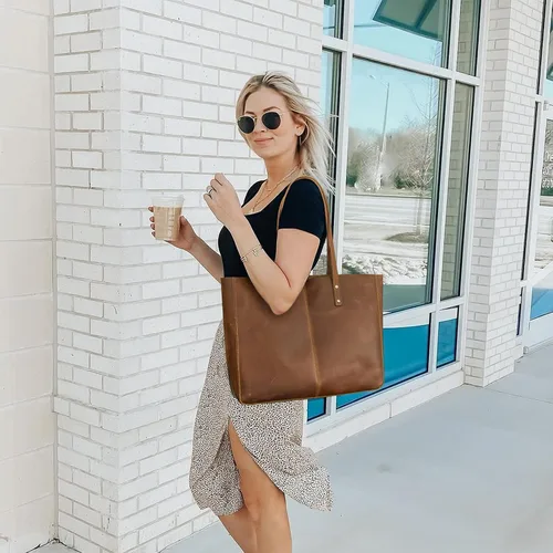 Vista 2 de S-ZONE Bolso de mano de cuero genuino para las mujeres bolso grande bolso de trabajo RFID bloqueo de cuero de la PU Crossbody teléfono bolso monedero