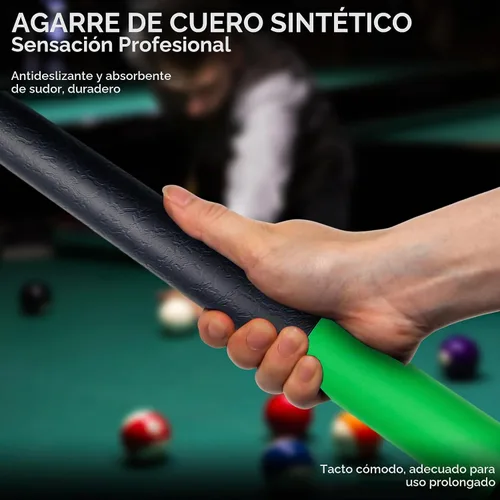 Vista 4 de Tacos de billar de 58 pulgadas, 2 palos de billar con agarre de cuero suave multicapa, juego de 2 palos de billar de madera de arce canadiense
