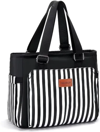 Vista 9 de Bolsas de almuerzo grandes para mujer, lonchera aislada para adultos, bolsa de almuerzo a prueba de fugas con bolsillo de almacenamiento. Bolsa