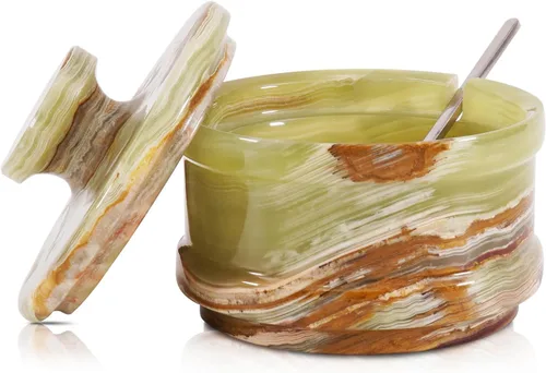 Vista 9 de Radicaln Salero de Mármol con Tapa de 3.5 Pulgadas, Caja de Sal Cebra Negra, Contenedor de Condimentos y Frascos de Especias, Portasales de Piedra