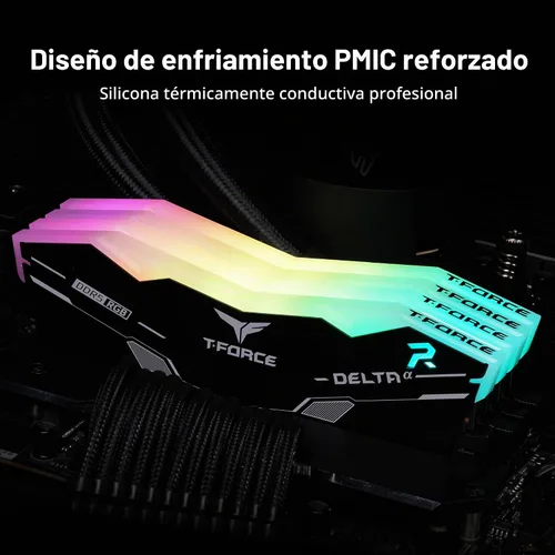 Vista 4 de TEAMGROUP T-Force Delta Alpha RGB DDR5 Ram 32 GB Kit (2 x 16 GB) 5600 MHz (PC5-44800) CL40 Intel XMP 3.0 y AMD Expo Módulo de memoria de escritorio