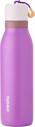 Vista 24 de Botella de agua aislada con tapa Twist de acero inoxidable Owala FreeSip con pajita para deportes y viajes, sin BPA, 24 onzas, Angel Food Cake