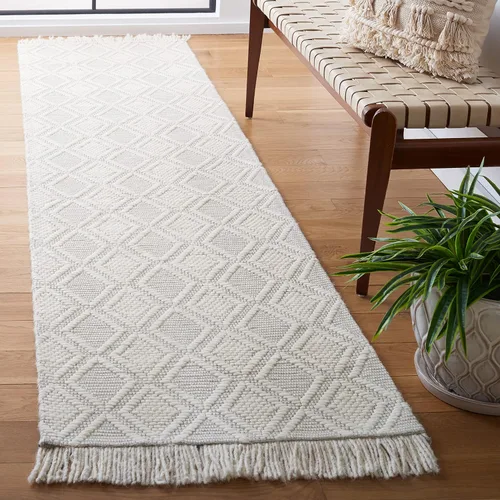 Vista 2 de SAFAVIEH Natura Collection Alfombra de pasillo, 2 pies 3 pulgadas x 9 pies, marfil, lana hecha a mano, ideal para zonas de alto tráfico en sala
