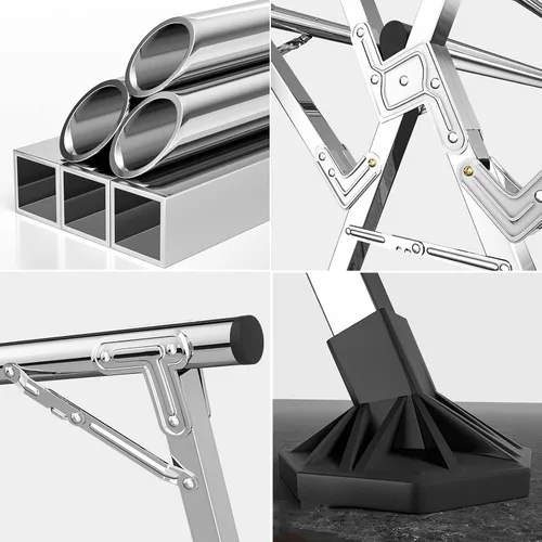 Vista 4 de Heavy Duty Stainless Steel Adjustable & Foldable Clothes Drying Rack, Space-Saving Laundry Hanger for Indoor & Outdoor Use, 53In Garment Stand, One