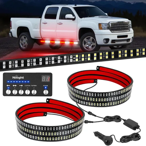 Vista 13 de Nilight 2 piezas de 24 pulgadas de tira de luces estroboscópicas para parrilla de camiones, 384 LED, luz de emergencia ámbar, flexible, intermitente