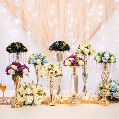 Vista 4 de Centros de mesa de flores para mesas de boda: decoraciones de mesa de Halloween, bolas de flores negras, centros de mesa para compromiso, ceremonia